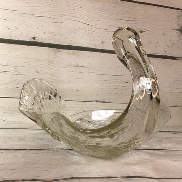 Vintage Heavy Clear Glass Bird Swan Animal‎ Bowl Serving Dish - Picture 14 of 16